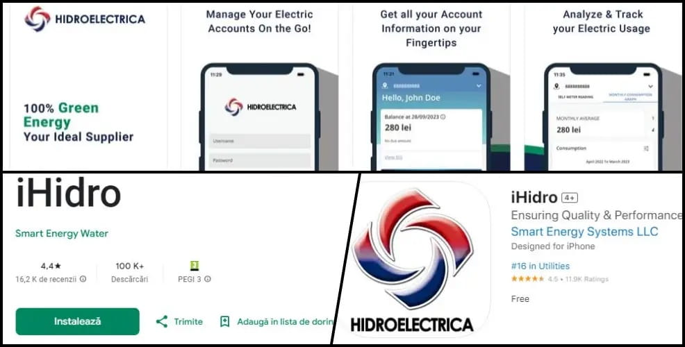 aplicatia Hidroelectrica iHidro pentru telefoane Android si iOS